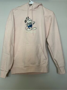 Disneyland Mickey Mouse Embroidered Organic Cotton Hoodie Blush Pink XS